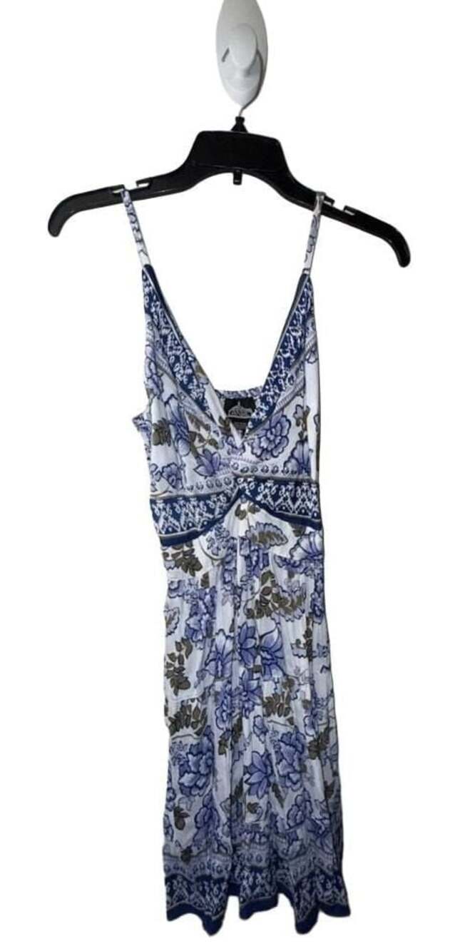 Angie Blue and White Floral Sleeveless Sundress Size M